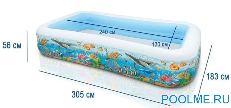 Детский бассейн INTEX "Тропический риф" 305 x 183 x 56 см, артикул 58485
