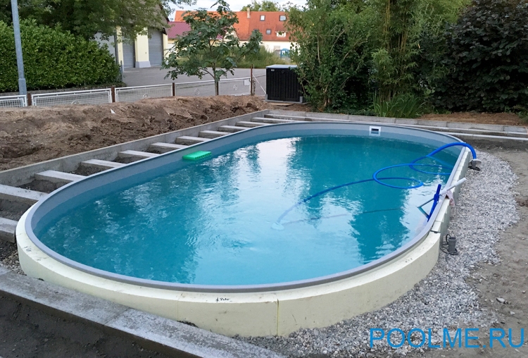 Бассейн Лагуна 10 х 4 х 1.25 м, морозоустойчивый (скиммер+форсунка) арт. 100040001