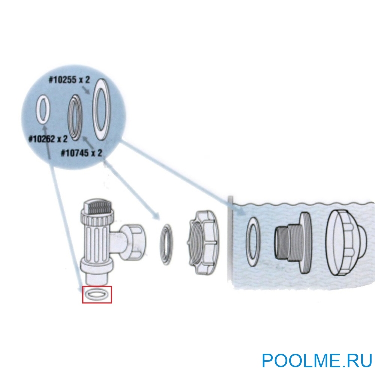 Уплотнительное кольцо INTEX на плунжерный клапан под шланг 38мм, артикул 10262 Уплотнительное кольцо INTEX на плунжерный клапан под шланг 38мм, артикул 10262