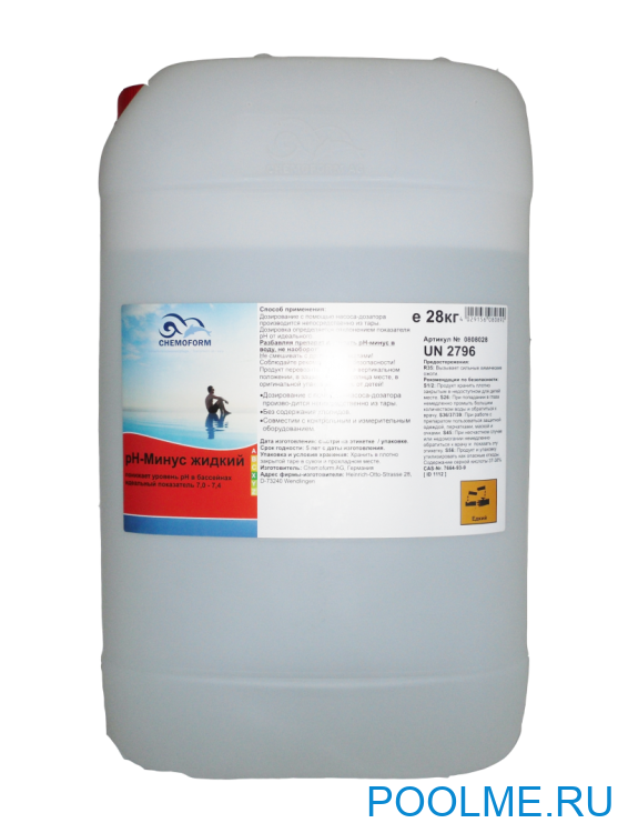 Уменьшитель уровня pH жидкий Chemoform Ph-минус 28 кг, артикул 808028