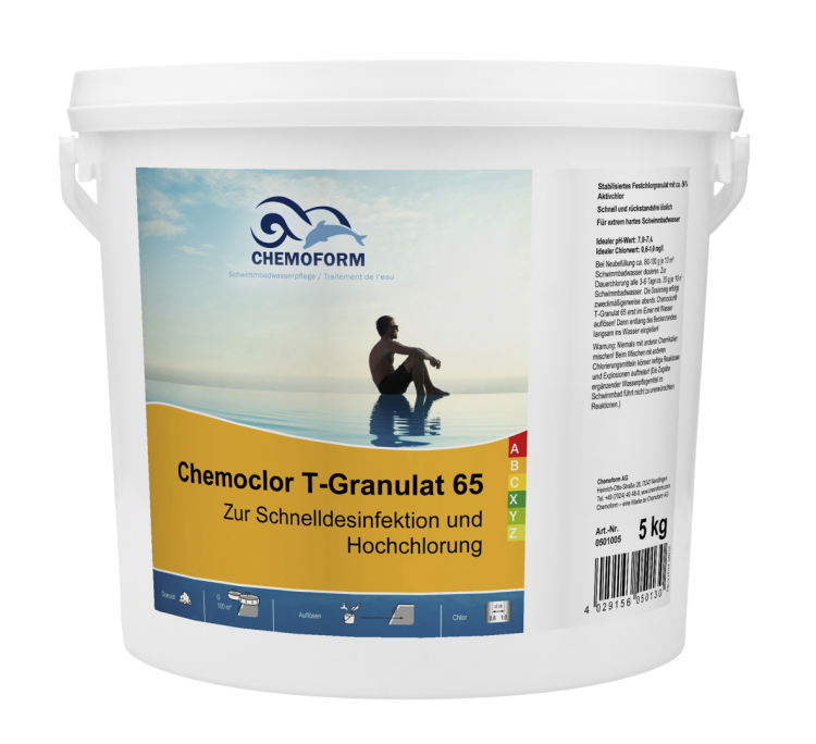 Быстрорастворимый хлор в гранулах Chemoform КЕМОХЛОР Т-65 - 5 кг, артикул 501005