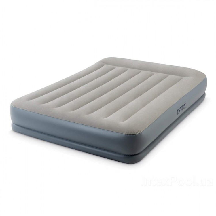 Кровать INTEX надувная 152 x 203 x 30 см с подголовником, встроенный насос 220V, артикул 64118