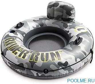 Надувной круг-кресло INTEX "Camo River Run 1" с ручками, 135 см, артикул 56835 Надувной круг-кресло INTEX "Camo River Run 1" с ручками, 135 см, артикул 56835