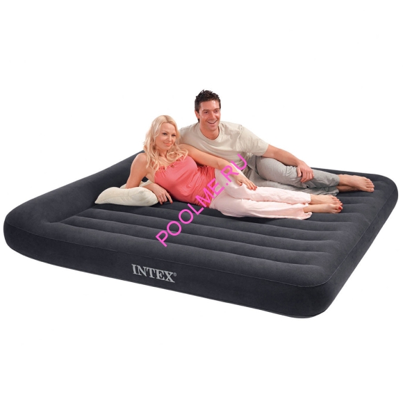 Кровать INTEX надувная 183 x 203 x 25 см с подголовником, без насоса, артикул 64144