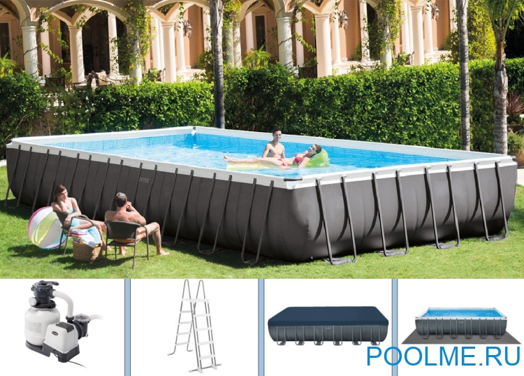 Каркасный бассейн INTEX 26374, размер 9.75 x 4.88 x 1.32 м