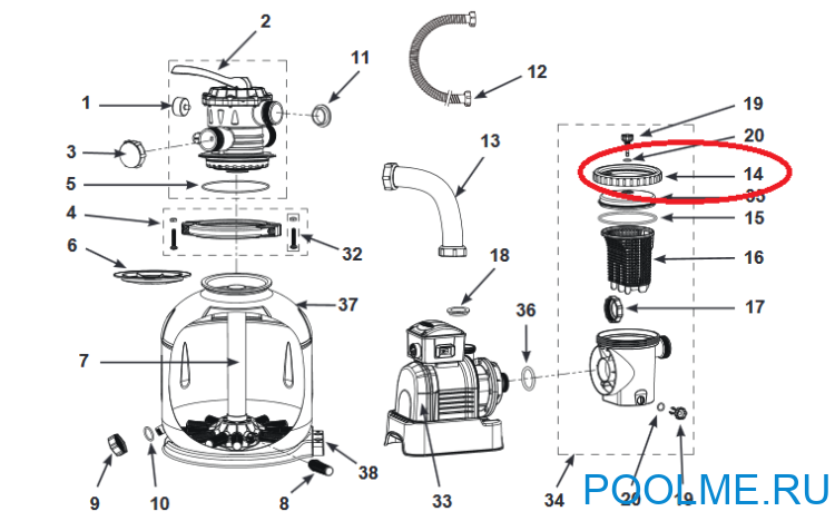 Кольцо с резьбой INTEX предфильтра 26646, артикул 11822 Кольцо с резьбой INTEX предфильтра 26646, артикул 11822