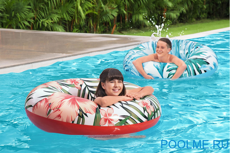 Круг Bestway "Тропические пальмы" 119 см, бирюзовый, артикул 36237-B Круг Bestway "Тропические пальмы" 119 см, бирюзовый, артикул 36237-B