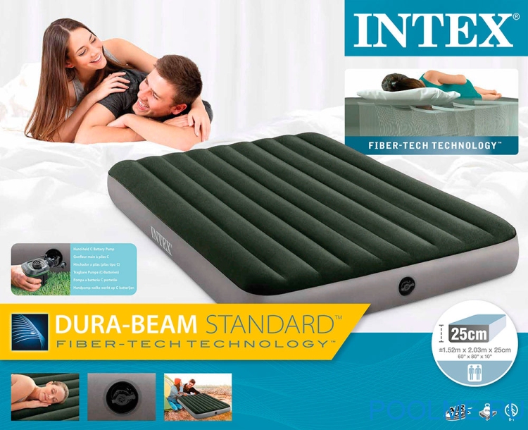 Матрас INTEX надувной 152 x 203 x 25 см, насос от батареек, артикул 64779 Матрас INTEX надувной 152 x 203 x 25 см, насос от батареек, артикул 64779