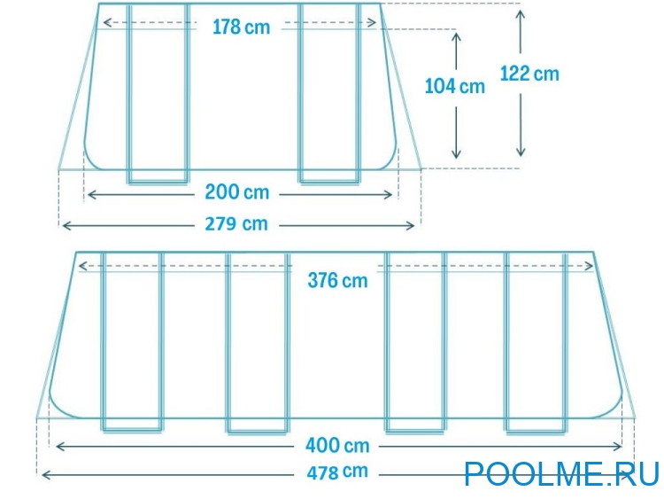 Каркасный бассейн INTEX 26790, размер 4 x 2 x 1.22 м