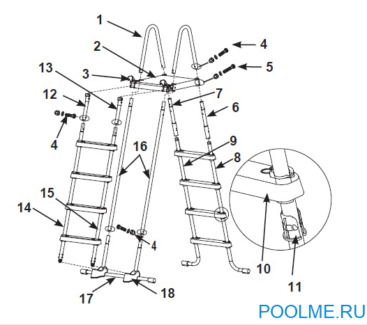 Лестница INTEX для бассейнов высотой до 132 см Лестница INTEX для бассейнов высотой до 132 см