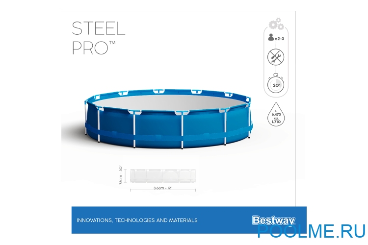 Каркасный бассейн Bestway 56706, размер 3.66 x 0.76 м