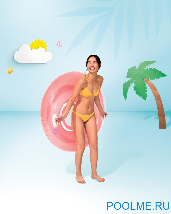 Надувной круг INTEX 119 см розовый, артикул 58883-Р Надувной круг INTEX 119 см розовый, артикул 58883-Р