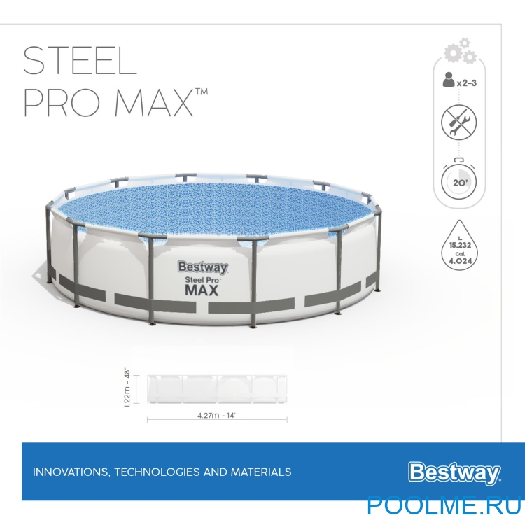 Каркасный бассейн Bestway 5612X, размер 4.27 x 1.22 м