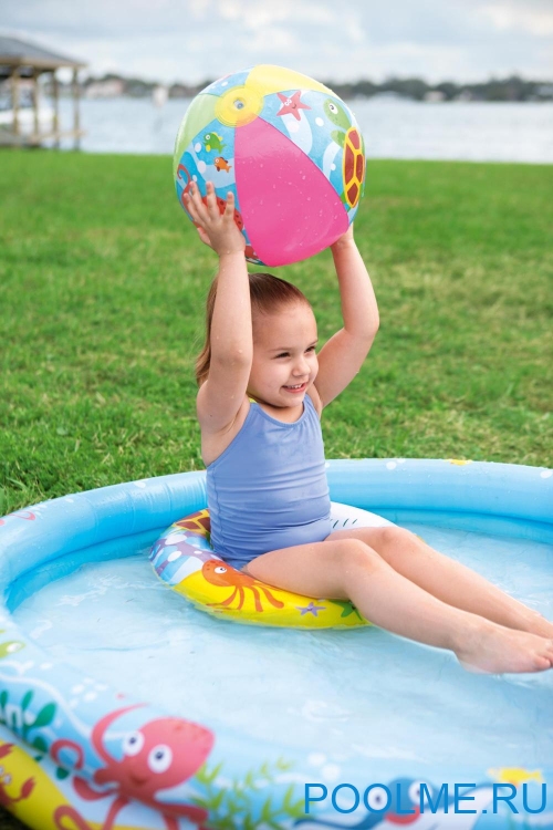 Детский надувной бассейн Bestway 1.22 x 0.20 м с мячом и кругом, артикул 51124 Детский надувной бассейн Bestway 1.22 x 0.20 м с мячом и кругом, артикул 51124