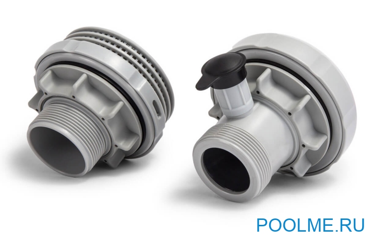 Комплект cоединителей на входящее и выпускное отверстие под шланг 38 мм, артикул 25025