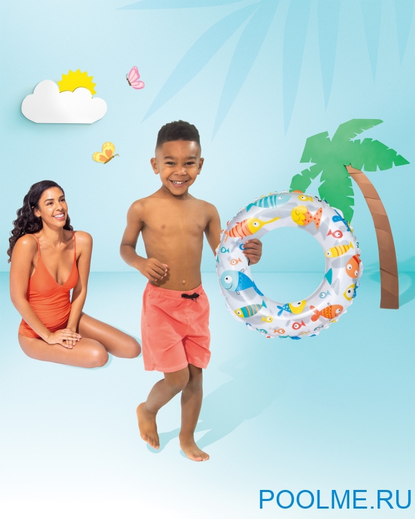 Надувной круг INTEX 51 см "Рыбки", артикул 59230-S