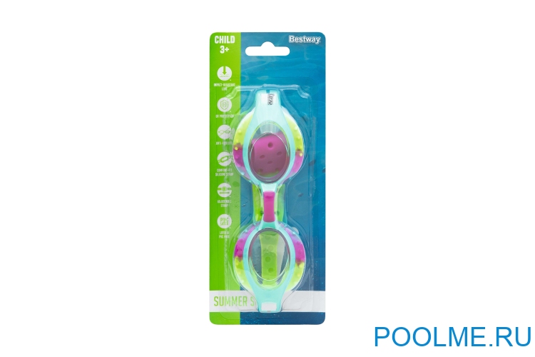Очки для плавания Bestway Summer Swirl розовые для детей от 3 лет, артикул 21099-B Очки для плавания Bestway Summer Swirl розовые для детей от 3 лет, артикул 21099-B