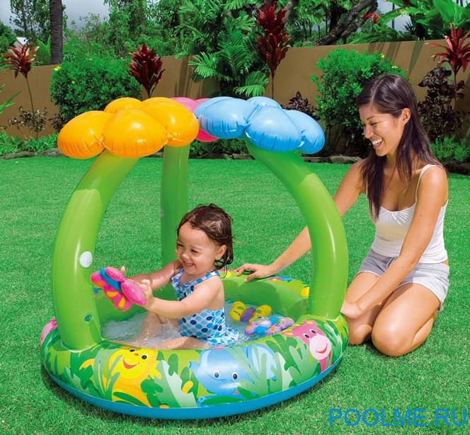 Надувной детский бассейн INTEX "Jungle Flower Baby" 102 x 81 см, артикул 57419 Надувной детский бассейн INTEX "Jungle Flower Baby" 102 x 81 см, артикул 57419