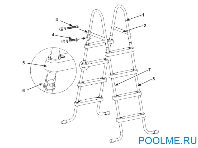 Лестница INTEX для бассейнов высотой до 91 см Лестница INTEX для бассейнов высотой до 91 см