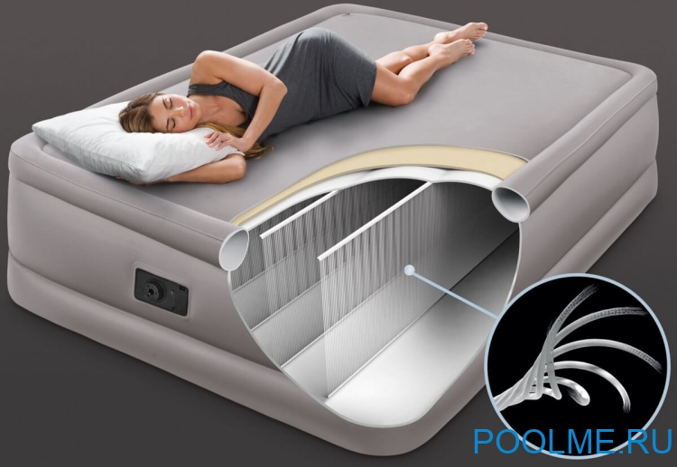 Кровать INTEX надувная 152 x 203 x 51, встроенный насос 220V, артикул 64468