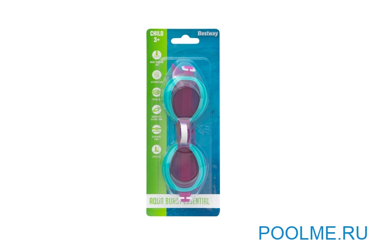 Очки для плавания Bestway Aqua Burst Essential фиолетовые для детей от 3 лет, артикул 21002 Очки для плавания Bestway Aqua Burst Essential фиолетовые для детей от 3 лет, артикул 21002
