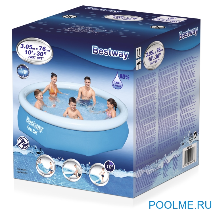 Надувной бассейн Bestway Fast Set 3.05 x 0.76 м, артикул 57266 Надувной бассейн Bestway Fast Set 3.05 x 0.76 м, артикул 57266