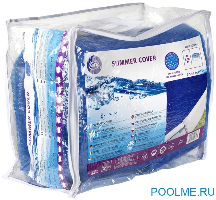 Пузырьковое (теплосберегающее) покрывало GRE для бассейна 5.5 м, артикул CPR550