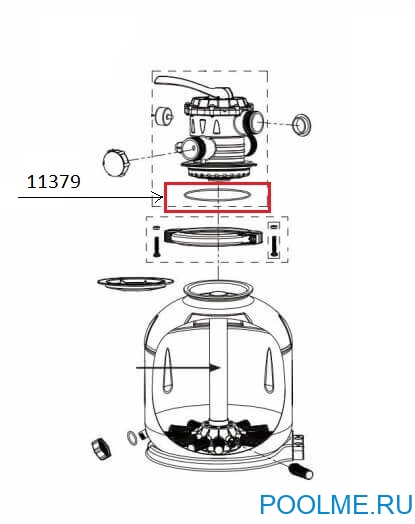 Уплотнительное кольцо INTEX к шестиходовому клапану песчаных фильтров, артикул 11379