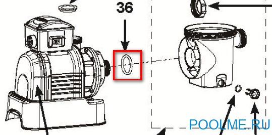 Уплотнительное кольцо INTEX на впуск двигателя песчаных фильтров, артикул 11457