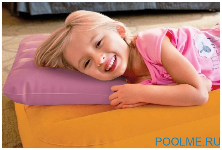 Надувная подушка INTEX 43 x 28 x 9 см, розовая, артикул 68676-P