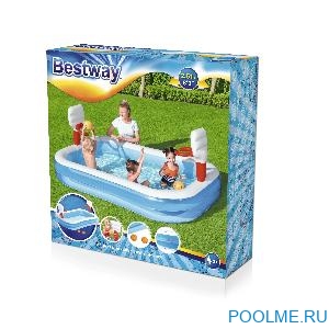 Детский надувной бассейн Bestway 2.54 x 1.68 x 1.02 м "Баскетбол" с кольцами и 2-мя мячами, артикул 54122