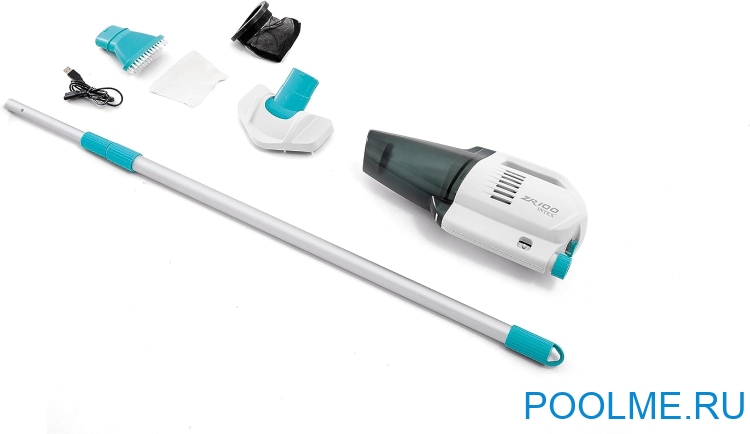 Вакуумный пылесос INTEX ZR100 для чистки бассейна на аккумуляторах с ручкой 2.8м, артикул 28626