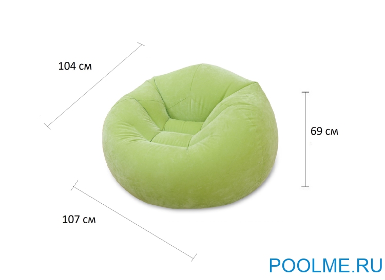 Надувное кресло INTEX 107 x 104 x 69 см, зелёный, артикул 68569-G Надувное кресло INTEX 107 x 104 x 69 см, зелёный, артикул 68569-G