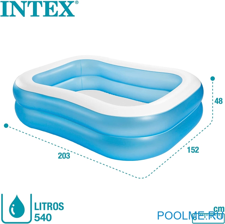 Надувной семейный бассейн INTEX Swim Center 203 x 152 x 48  см, артикул 57180