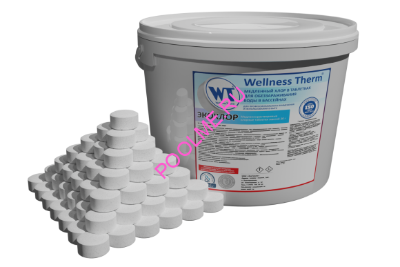 ЭКОХЛОР Wellness Therm медленно растворимые хлорные таблетки 20 г (5 кг), арт. 877420