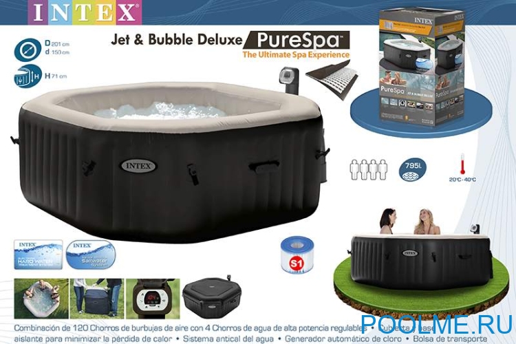 Джакузи INTEX 28458, размер: 180 x 71 см - 4 места
