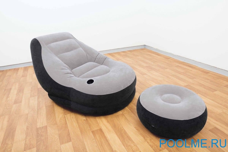 Надувное кресло 99 x 130 x 76 см INTEX с пуфиком 64 x 28 см, артикул 68564