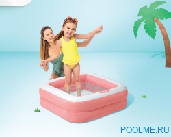 Надувной детский бассейн INTEX Play Box - розовый 86 х 86 х 25 см, артикул 57100 Надувной детский бассейн INTEX Play Box - розовый 86 х 86 х 25 см, артикул 57100