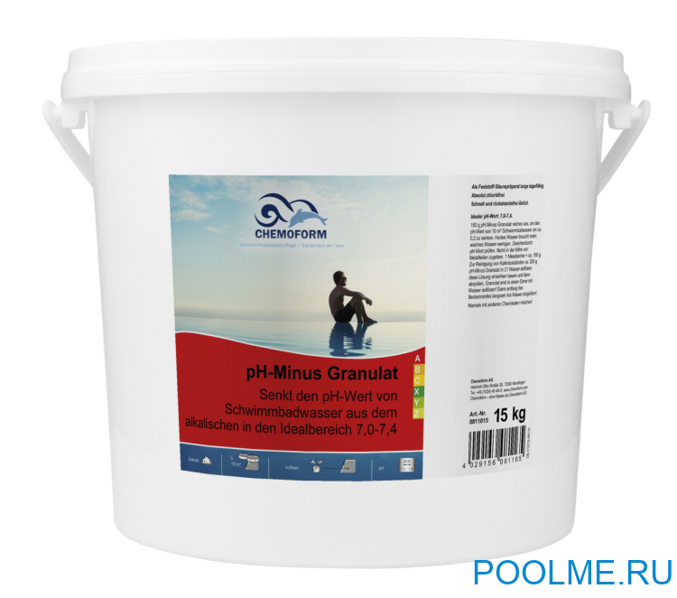 Уменьшитель уровня pH гранулированный Chemoform Ph-минус 15 кг, артикул 811015 Уменьшитель уровня pH гранулированный Chemoform Ph-минус 15 кг, артикул 811015