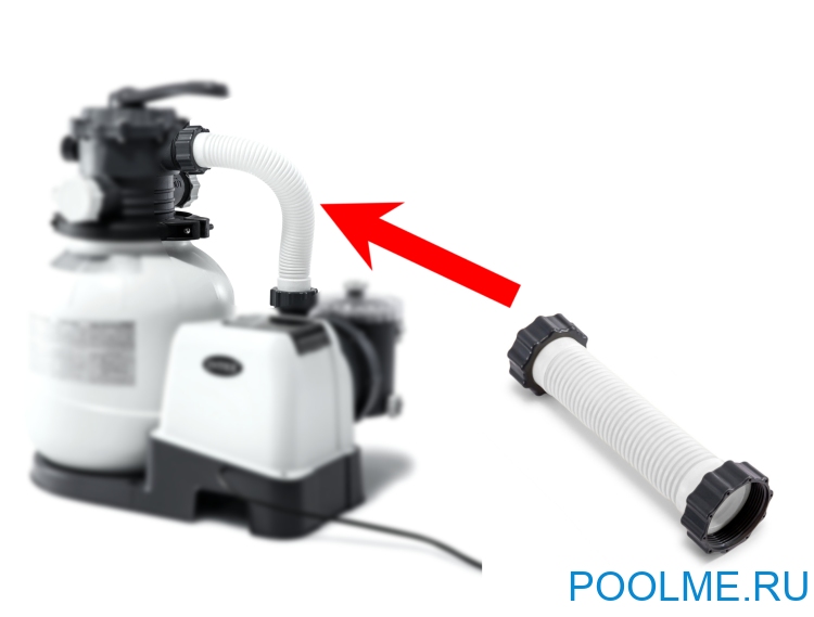 Гофрированный шланг INTEX с гайками (диаметр 38 мм, длина 25 см), артикул 11763 Гофрированный шланг INTEX с гайками (диаметр 38 мм, длина 25 см), артикул 11763