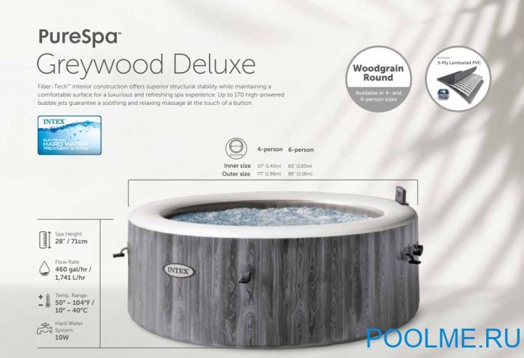 Джакузи INTEX 28440, размер: 196 x 71 см - 4 места