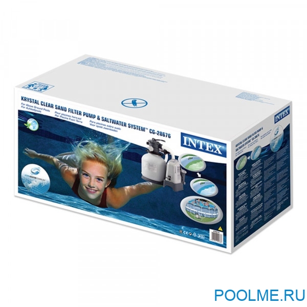 Песочный насос-фильтр + хлоргенератор INTEX "Krystal Clear", 6 м3/ч, артикул 26676 Песочный насос-фильтр + хлоргенератор INTEX "Krystal Clear", 6 м3/ч, артикул 26676