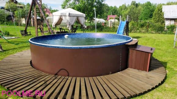 Бассейн Лагуна 3.5 х 1.25 м (врезной скиммер + форсунка) арт. 35011 / 3 - коричневый