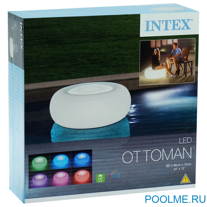 Надувной светящийся пуфик INTEX, артикул 68697