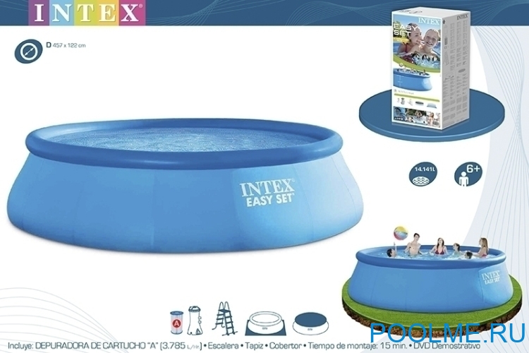 Надувной бассейн INTEX Easy Set 4.57 x 1.22 м, артикул 26168 Надувной бассейн INTEX Easy Set 4.57 x 1.22 м, артикул 26168