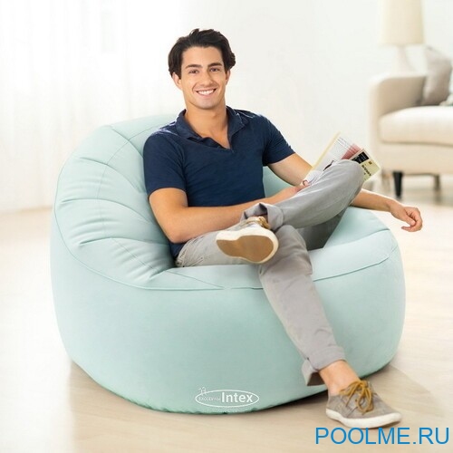 Надувное кресло INTEX Beanless Bag 112 x 104 x 74 см, серый, артикул 68590-S