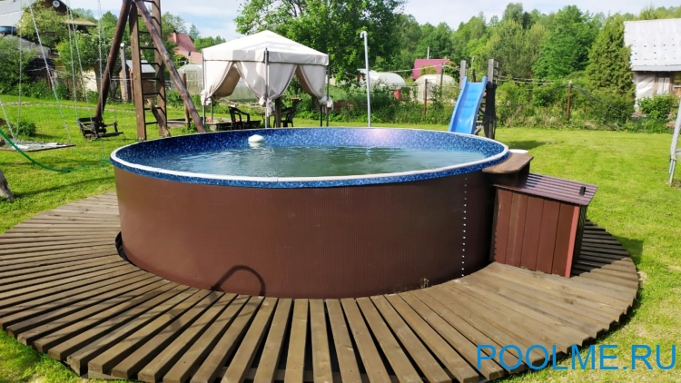 Бассейн Лагуна 4.5 х 1.25 м (врезной скиммер + форсунка) арт. 45011 / 2 - коричневый