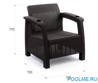 Кресло из искусственного ротанга без подушки