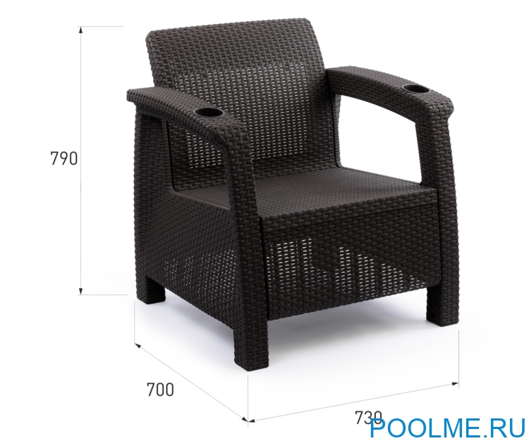 Кресло из искусственного ротанга без подушки