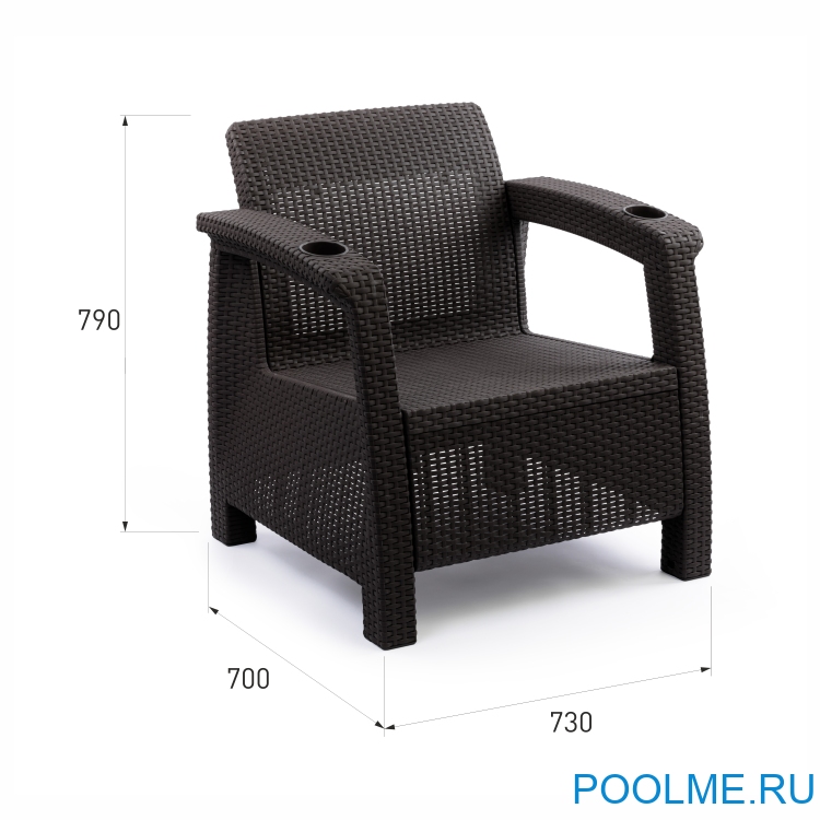 Кресло из искусственного ротанга без подушки